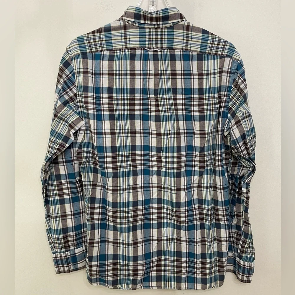 J. Crew Indian Madras Plaid Shirt Men's Size M Long Sleeve Slim Fit Button Up